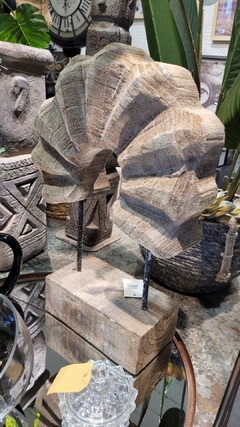 Escultura Adorno pedestal Fosil Madera Arco 49x34x13,5cm en internet