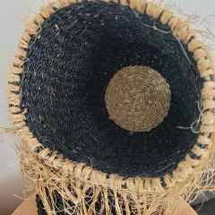 Setx2 Canasto Portamacetas Seagrass con Flecos Negros - comprar online