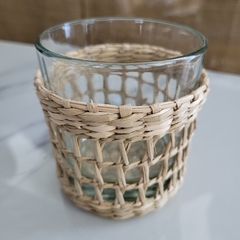 Vaso Posavela Rattan y vidrio calado mediano 8cm