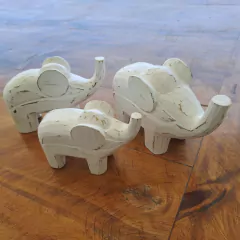 Set de 3 elefantes de madera adorno - comprar online