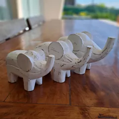 Imagen de Set de 3 elefantes de madera adorno