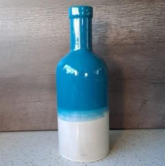 Botellon Florero Duo Azul Turquesa 10x26cm 57284