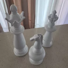 Set x3 Piezas de Ajedrez Blancas de cerámica - kazaru