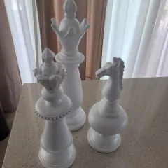Set x3 Piezas de Ajedrez Blancas de cerámica