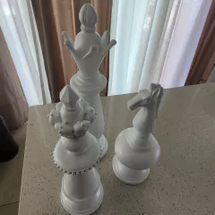 Set x3 Piezas de Ajedrez Blancas de cerámica - kazaru