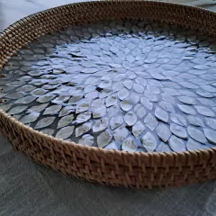 Bandeja circular borde Rattan centro de Nacar 40cm en internet