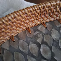 Bandeja circular borde Rattan centro de Nacar 40cm - tienda online