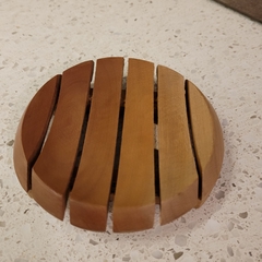 Jabonera de madera Sawoh palitos redonda D10cm