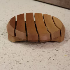 Jabonera de madera Sawoh palitos redonda D10cm - comprar online