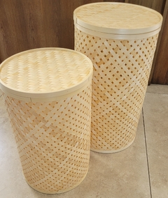 Cesto Moon Bambú natural grande con tapa 60cm