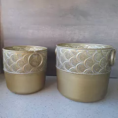 Portamaceta metálico color bronce grande 20cm - tienda online