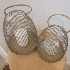 Portavela fanal alambre bronce 30cm mas manija - kazaru