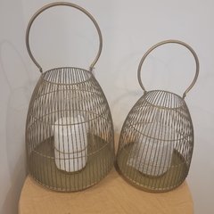 Portavela fanal alambre bronce 30cm mas manija - kazaru