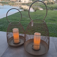 Portavela fanal alambre bronce 30cm mas manija - comprar online