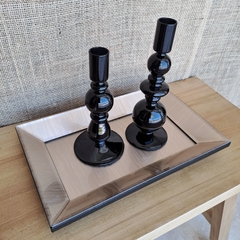 Dalma Candelabro vidrio negro 8x21cm - kazaru