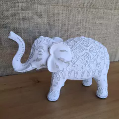 Elefante blanco de madera gastada 26cm - comprar online