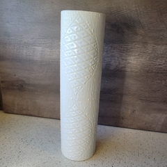 Jarrón florero cilindro blanco texturado 36cm - kazaru