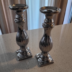 CANDELABRO cerámica plateado 32cm - tienda online