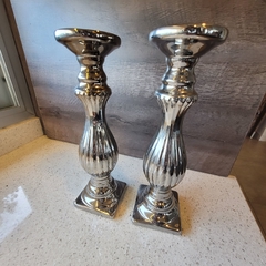 CANDELABRO cerámica plateado 32cm