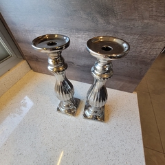 Imagen de CANDELABRO cerámica plateado 32cm