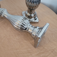 CANDELABRO cerámica plateado 32cm - comprar online