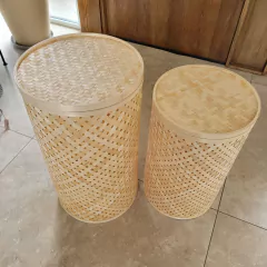 Cesto Moon Bambú natural grande con tapa 60cm