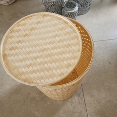 Cesto Moon Bambú natural grande con tapa 60cm - kazaru