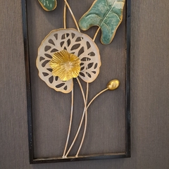 Friso decorativo adorno pared metal 4 hojas con verde 61cm - tienda online