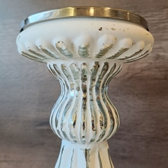 Candelabro de vidrio blanco gastado 24cm - tienda online