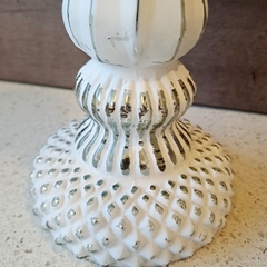 Candelabro de vidrio blanco gastado 24cm - comprar online
