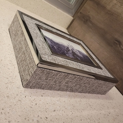 Caja Portarretato entelado gris 13x18cm M144 - comprar online