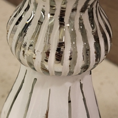 Candelabro de vidrio blanco gastado 24cm - kazaru