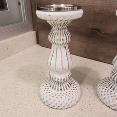 Candelabro de vidrio blanco gastado 24cm - tienda online