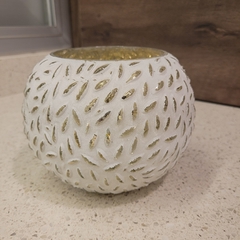 Portavela de Vidrio Blanco Esfera 15cm en internet