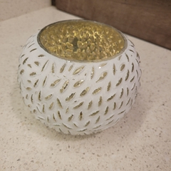 Portavela de Vidrio Blanco Esfera 15cm