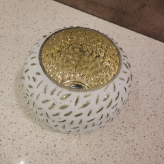 Portavela de Vidrio Blanco Esfera 15cm - comprar online