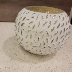Portavela de Vidrio Blanco Esfera 15cm en internet