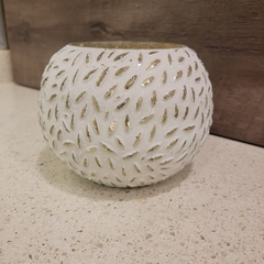 Portavela de Vidrio Blanco Esfera 15cm - comprar online