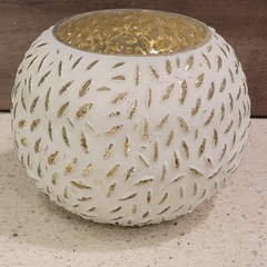 Portavela de Vidrio Blanco Esfera 15cm - tienda online