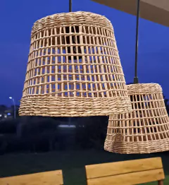 Juego Lamparas pantalla Rattan c/cable - kazaru