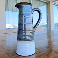 Jarra bicolor blanco/gris 23x15xh37cm cerámica