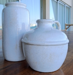 Anfora manchado blanco laca 16xh19cm cerámica - kazaru