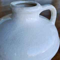 Anfora manchado blanco laca 16xh19cm cerámica - comprar online