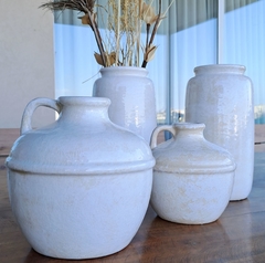 Imagen de Anfora manchado blanco laca 16xh19cm cerámica