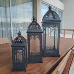 Farol Portavela Negro grande 73cm