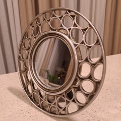 Espejo Vintage Deco Plateado 20cm - kazaru