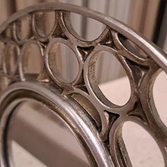 Imagen de Espejo Vintage Deco Plateado 20cm