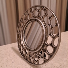 Espejo Vintage Deco Plateado 20cm