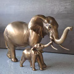 Adorno Elefantes dorado 33cm - tienda online