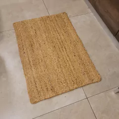 Alfombra de yute trenzado natural rectangular tostado 90x60cm